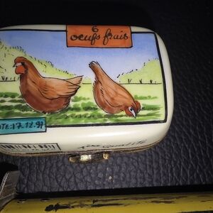 Hand-Painted Chicken Trinket Box